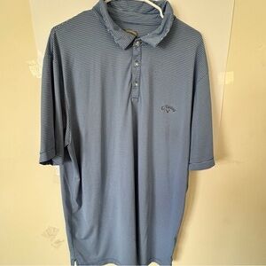 Callaway Golf Polo Shirt XXL Blue Stripe Short Sleeve Performance Stretch